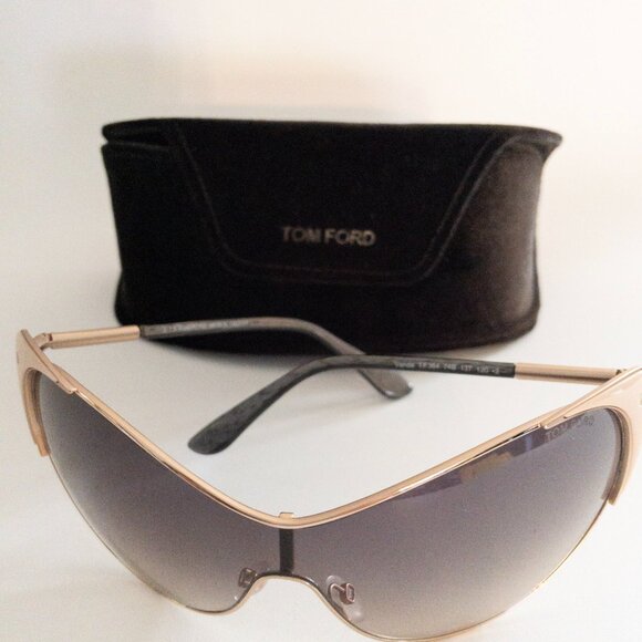Tom Ford Vanda Oversized Sunglasses UV Cat Eye Nude Gold Vacation Summer - Picture 14 of 16